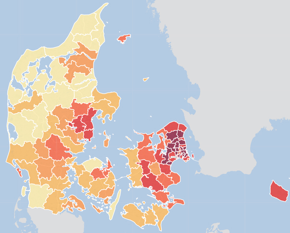 Det laktosefri Danmarkskort