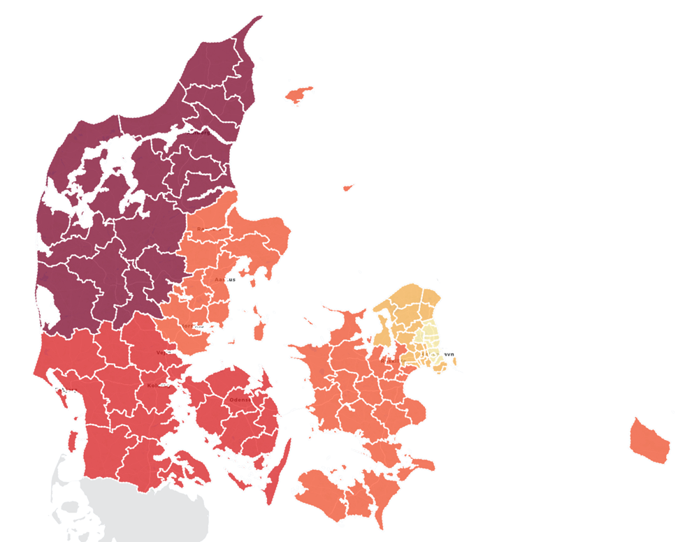 Alkopops fordelt på regioner